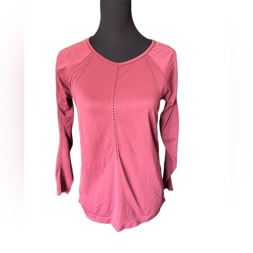 Athleta Foothill Seamless Long Sleeve Top, Dark Garnet, Medium, Unstinkable - Picture 3 of 7